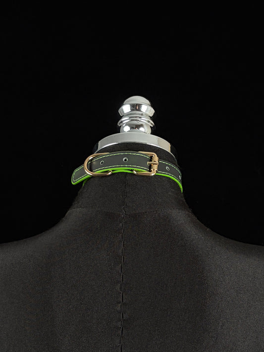EVERGLIMP — Gold-Tone Ring Color-Changing Leather Choker -Black to Green