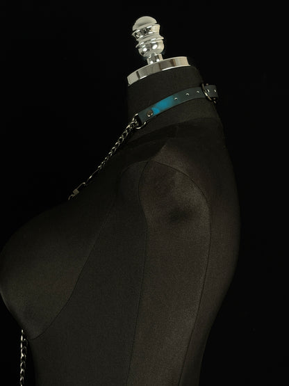 EVERGLIMP — Thermochromic Black-to-Blue Leather Y-Necklace