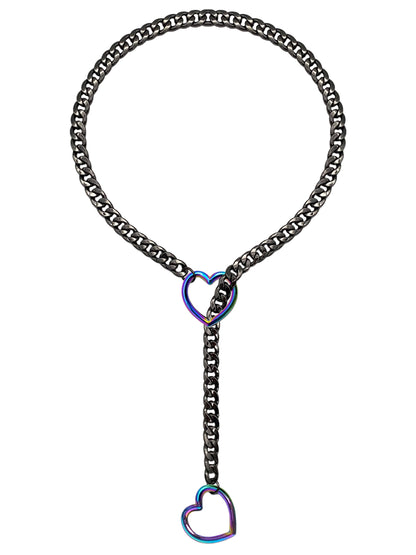 EverGlimp Heart Slip Chain Necklace For Women/Man(Sliver,Gold,Black)