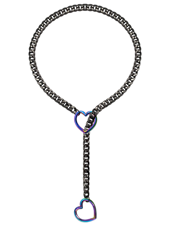 EverGlimp Heart Slip Chain Necklace For Women/Man(Sliver,Gold,Black)