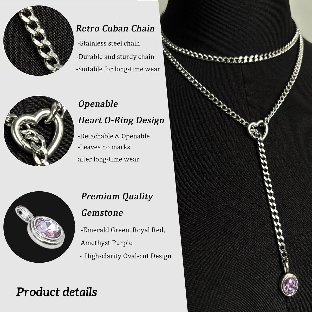 EVERGLIMP — Crystal Steel 18K Gold-Plated Necklace