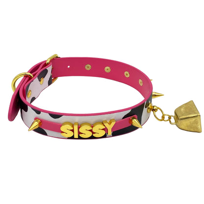 COWBELL LETTEER CHOKER  STRAWBERRY PINK