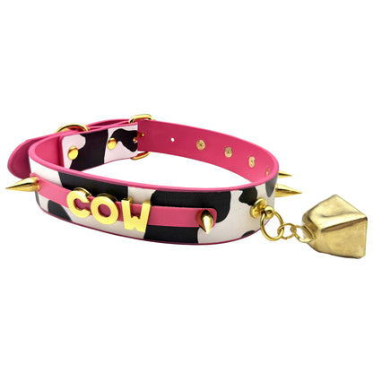 COWBELL LETTEER CHOKER  STRAWBERRY PINK