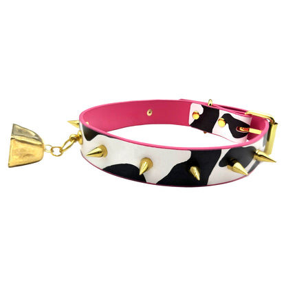 COWBELL LETTEER CHOKER  STRAWBERRY PINK