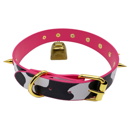 COWBELL LETTEER CHOKER  STRAWBERRY PINK