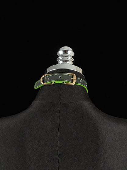 EVERGLIMP — Gold-Tone Ring Color-Changing Leather Choker -Black to Green