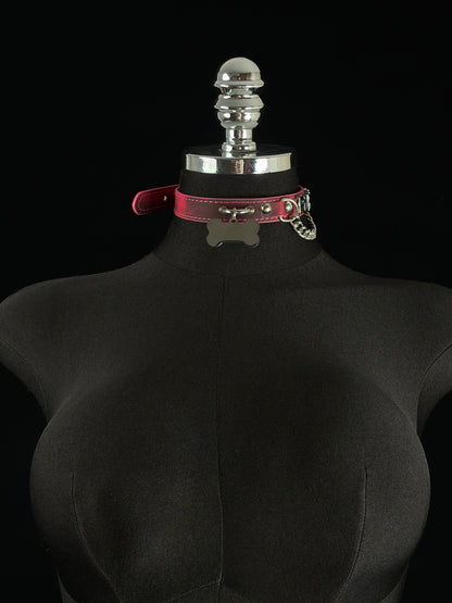 EVERGLIMP — Puppy Pendant Color-Changing Leather Choker - "PUPPY" -Black to Red