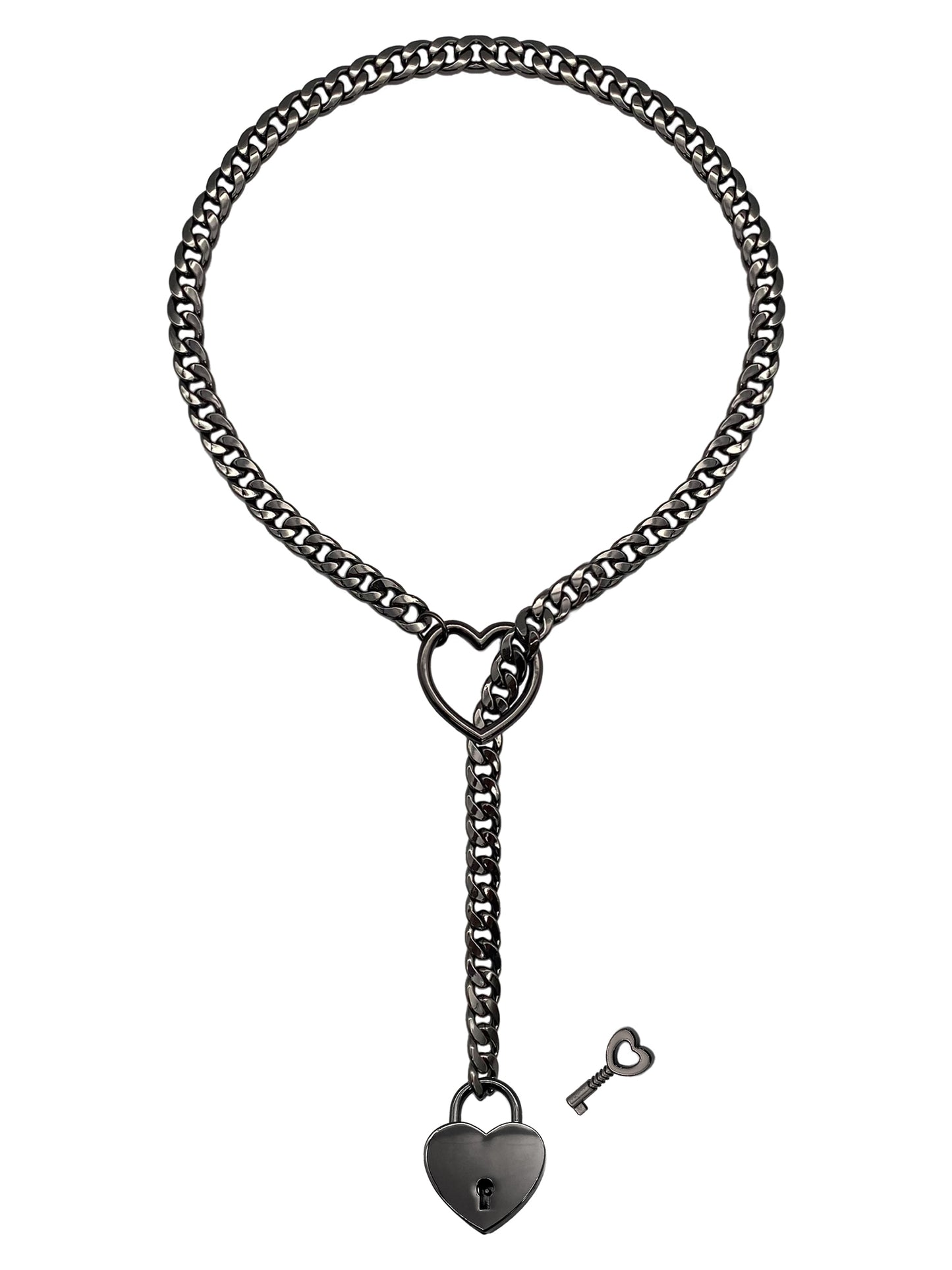Womens Slip Chain Necklace  Heart Locker With Key