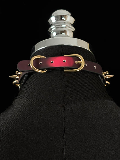 EVERGLIMP — Thermochromic Studded O-Ring Choker- Crocodile Leather- Black to Red