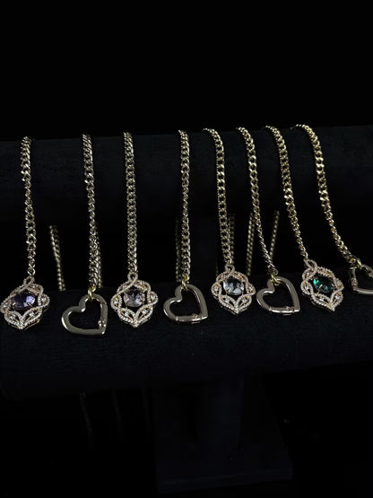 EVERGLIMP-Hollow Rhinestone Pendant Necklace