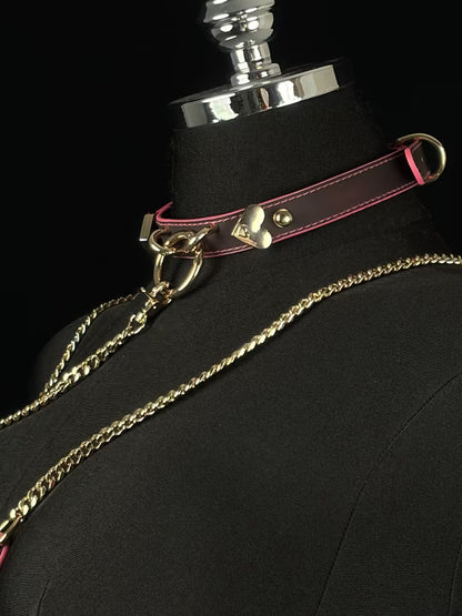EVERGLIMP — Color-Changing O-Ring Choker with Leash (Black to Red, Gold)