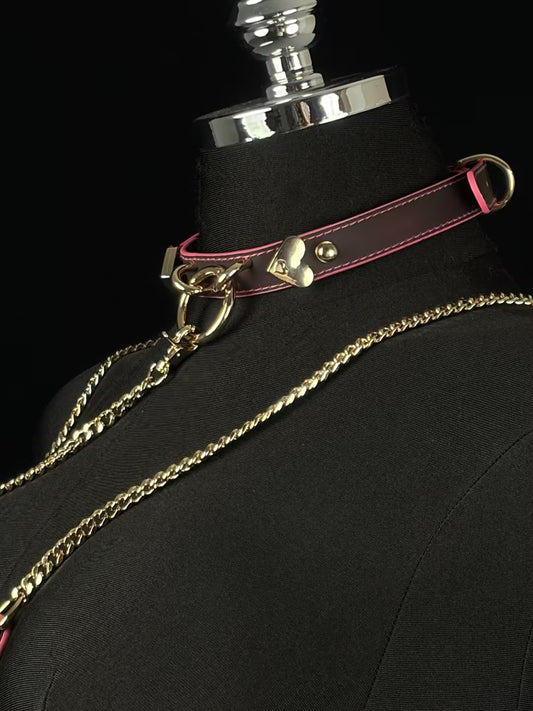 EVERGLIMP — Color-Changing O-Ring Choker with Leash (Black to Red, Gold)