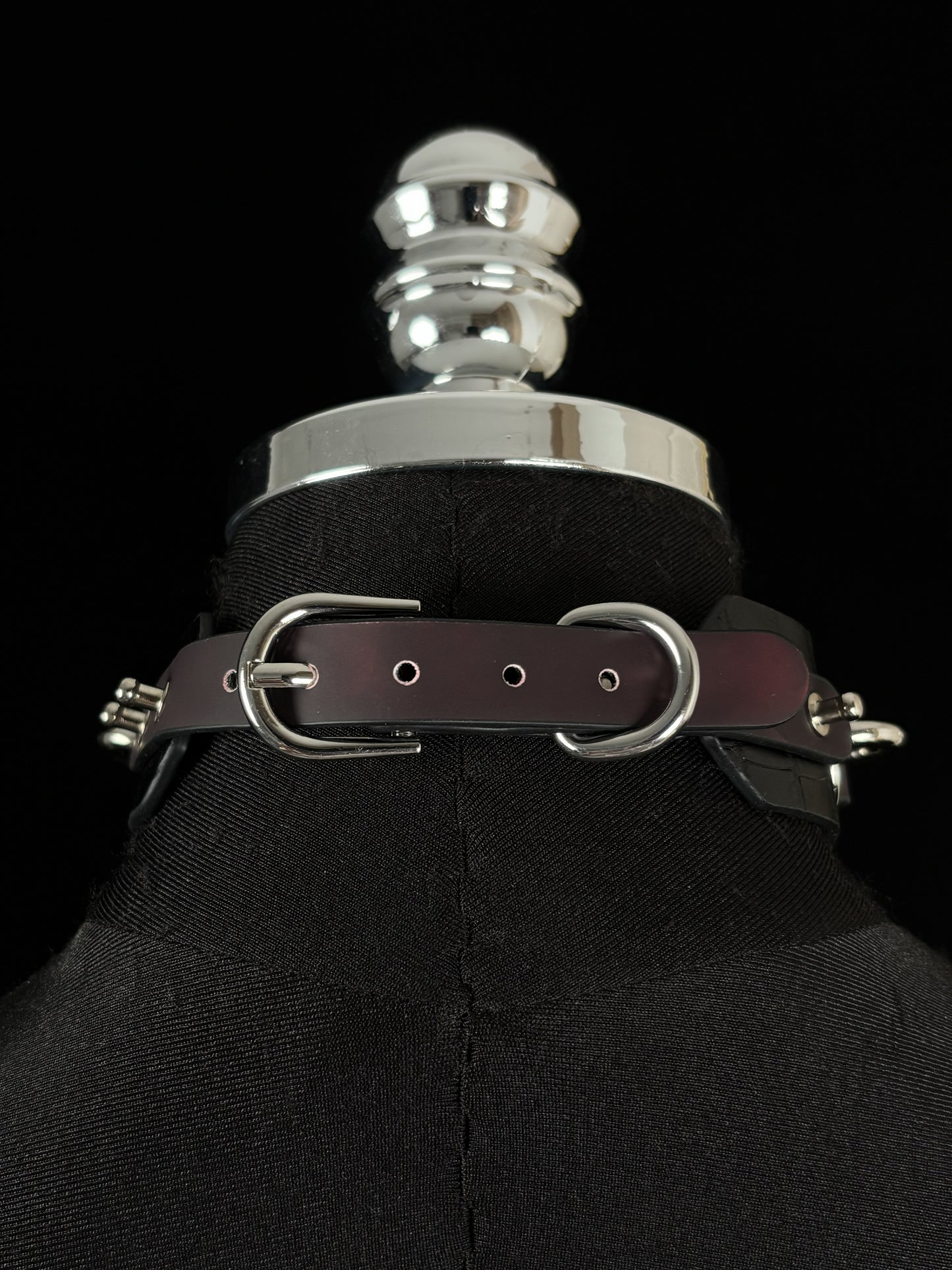 EVERGLIMP — O-Ring Choker- Crocodile Leather- Black to Red