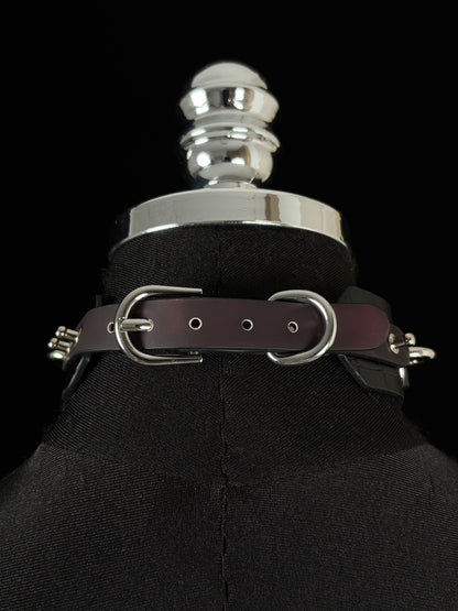 EVERGLIMP — O-Ring Choker- Crocodile Leather- Black to Red