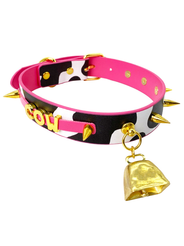 COWBELL LETTEER CHOKER  STRAWBERRY PINK