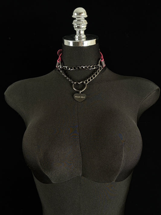 EVERGLIMP — Good Girl Thermochromic Black-to-Red Leather Y-Necklace