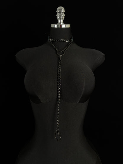 EVERGLIMP — Thermochromic Black-to-Blue Leather Y-Necklace