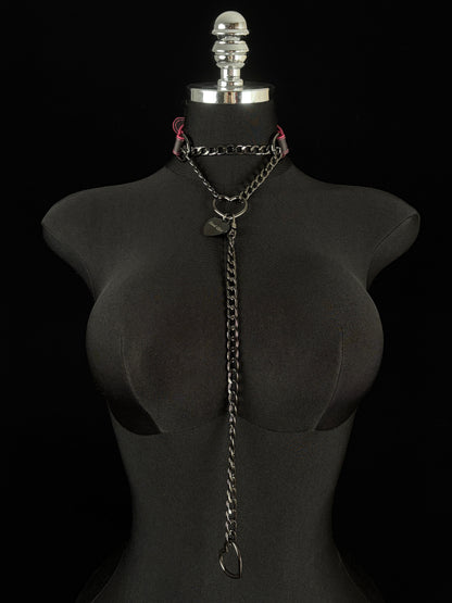 EVERGLIMP — Good Girl Thermochromic Black-to-Red Leather Y-Necklace