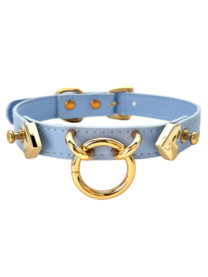 Handmade Leather O-Ring Choker Necklace for Women - Adjustable Punk Gothic Gothic Jewelry  with Gold-Tone Accents