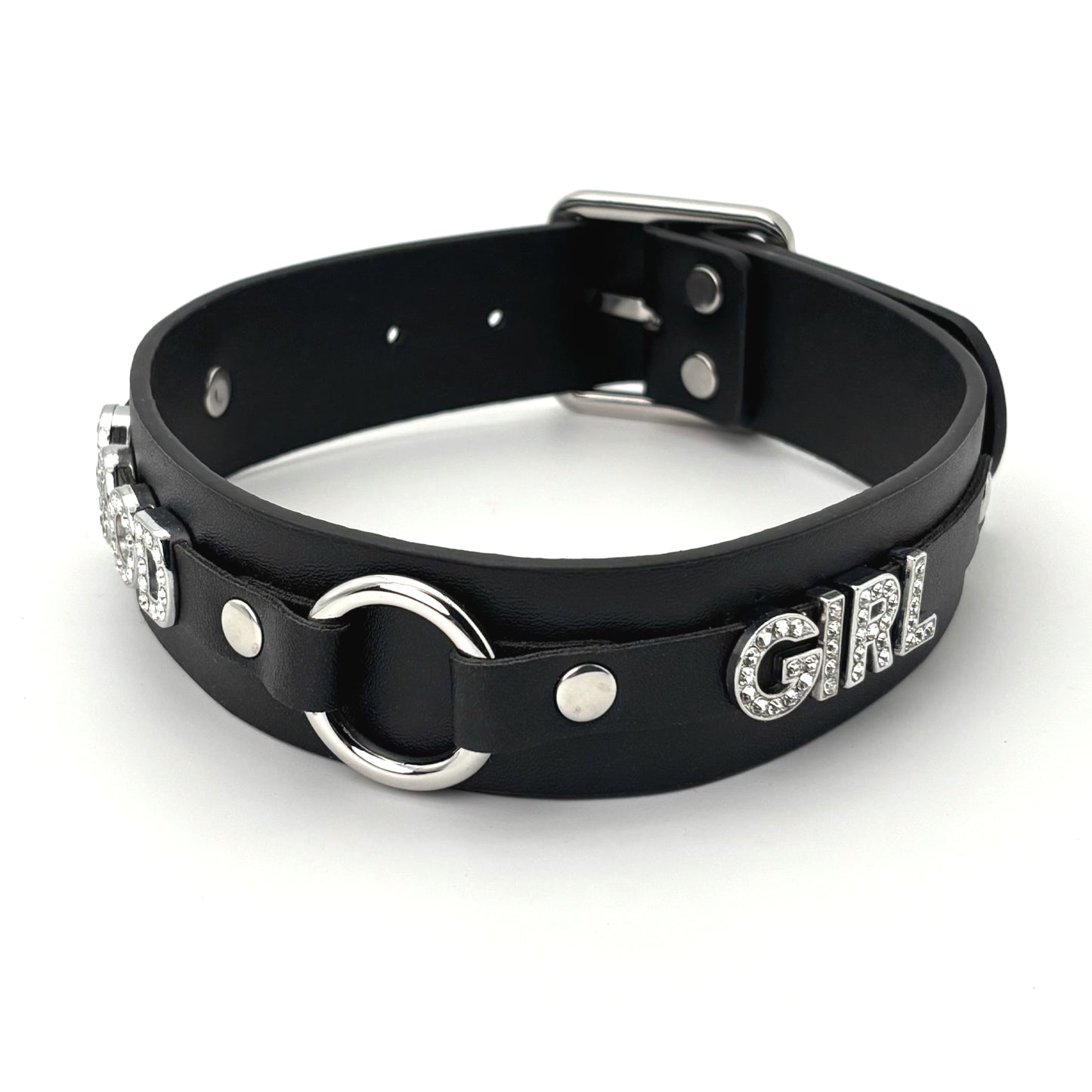 Classic Black & Pink O-Ring Pu Gothic Jewelry  Choker Necklace For Women