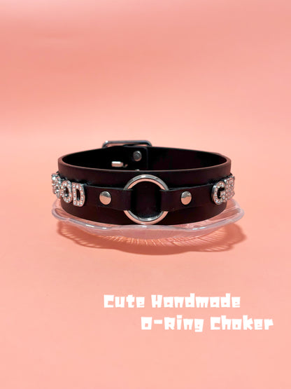 Classic Black & Pink O-Ring Pu Gothic Jewelry  Choker Necklace For Women
