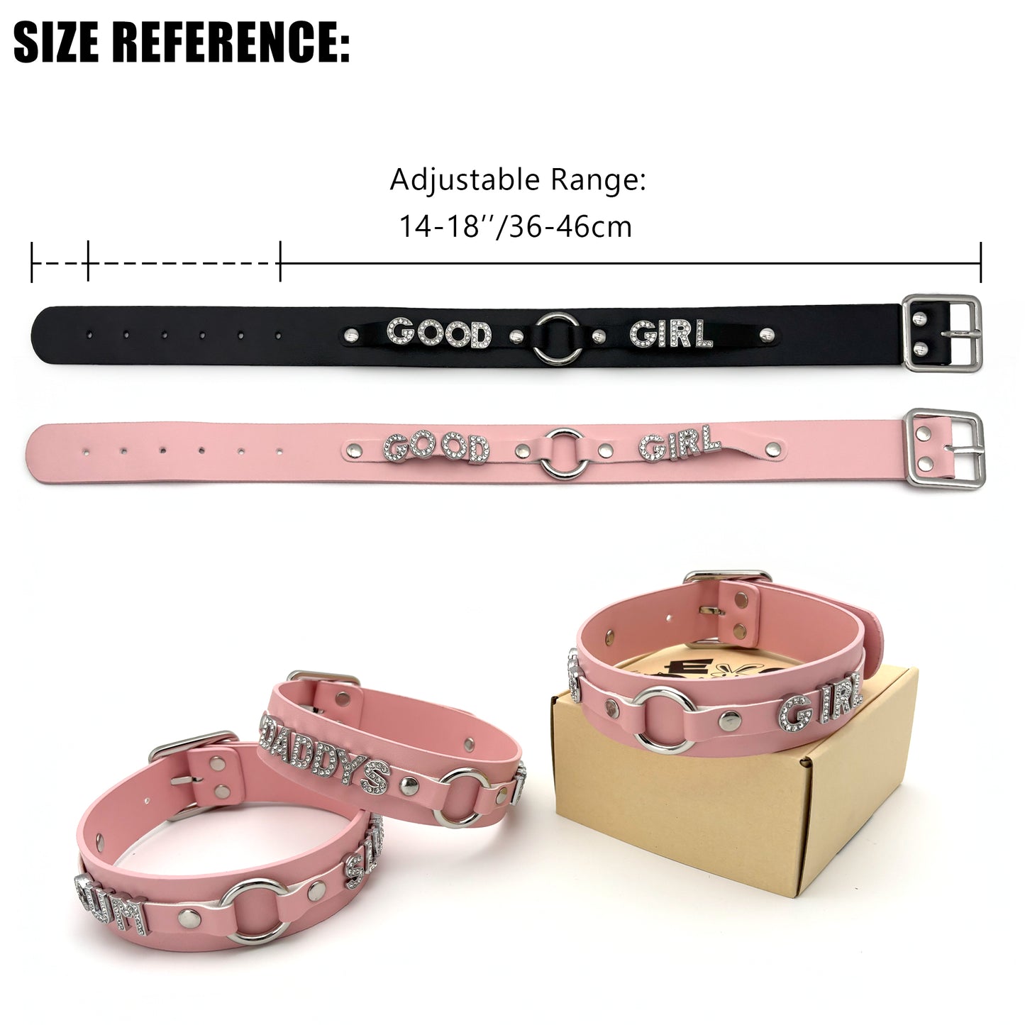 Classic Black & Pink O-Ring Pu Gothic Jewelry  Choker Necklace For Women