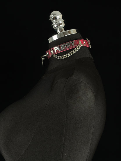 EVERGLIMP — Puppy Pendant Color-Changing Leather Choker - "PUPPY" -Black to Red