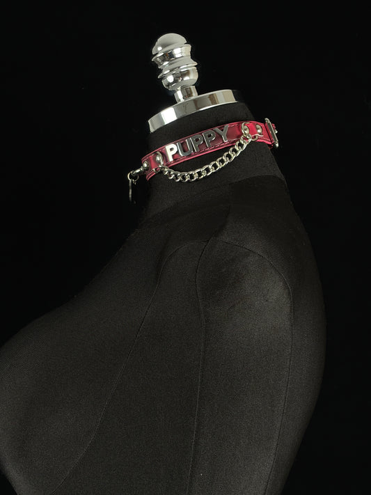 EVERGLIMP — Puppy Pendant Color-Changing Leather Choker - "PUPPY" -Black to Red