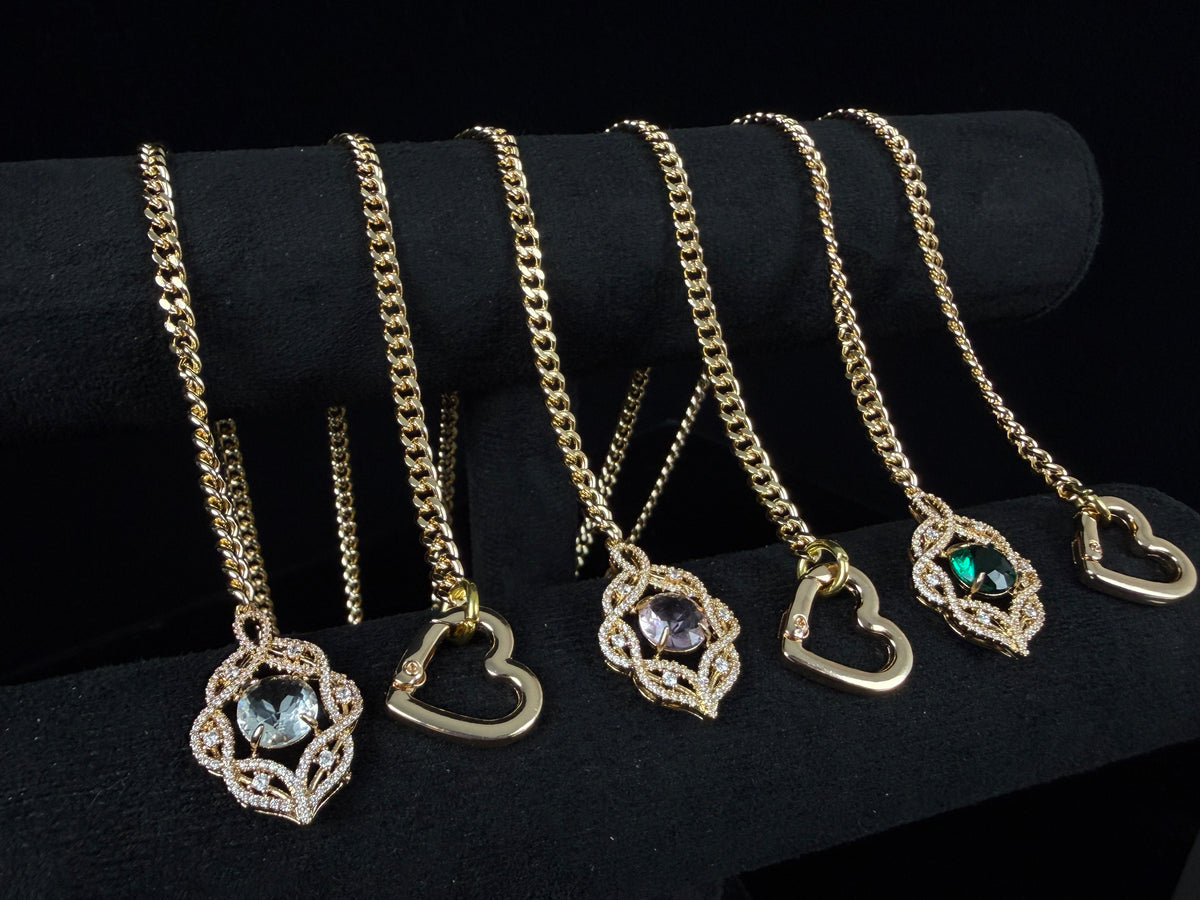EVERGLIMP-Hollow Rhinestone Pendant Necklace