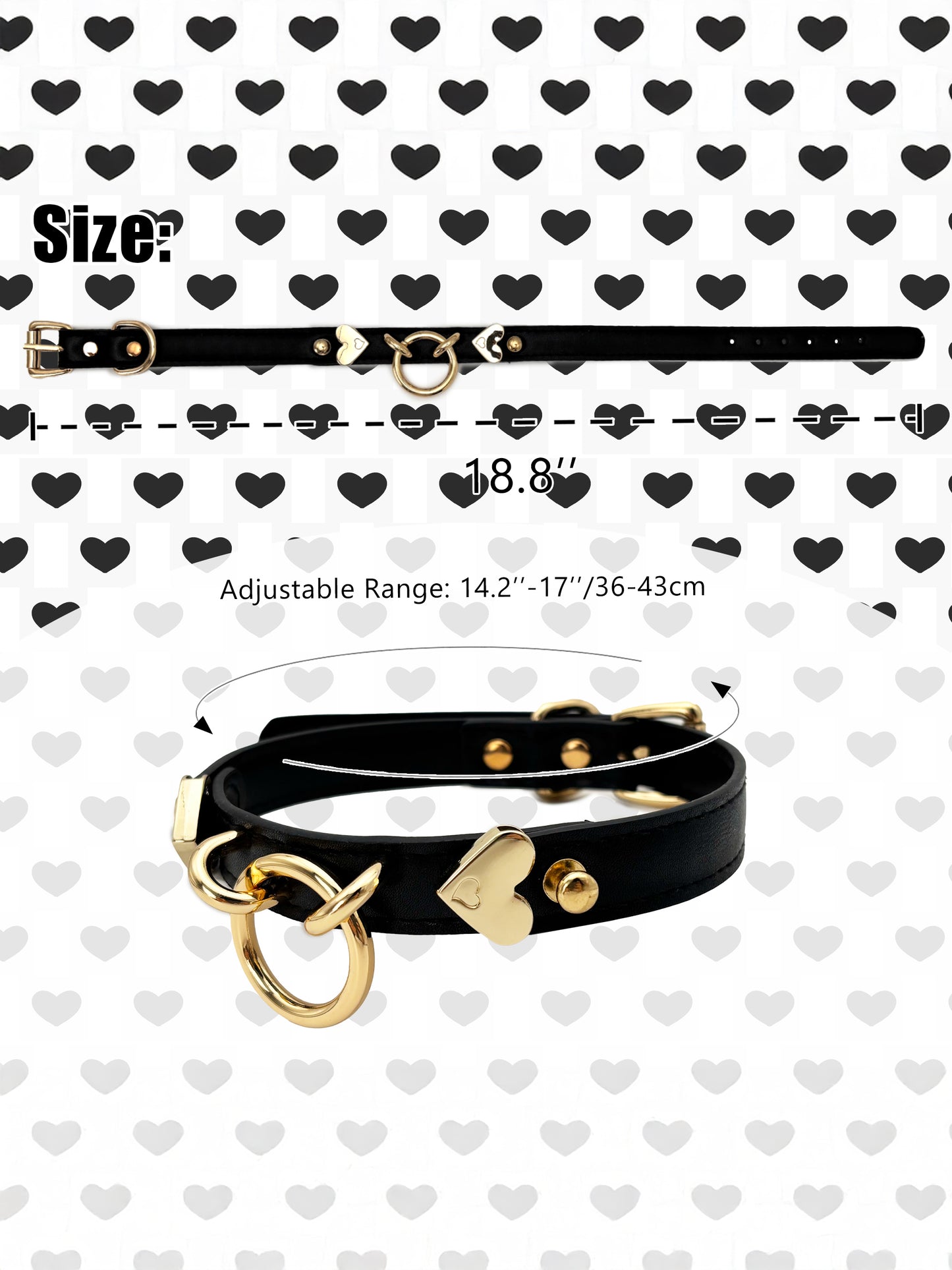 Handmade Leather O-Ring Choker Necklace for Women - Adjustable Punk Gothic Gothic Jewelry  with Gold-Tone Accents