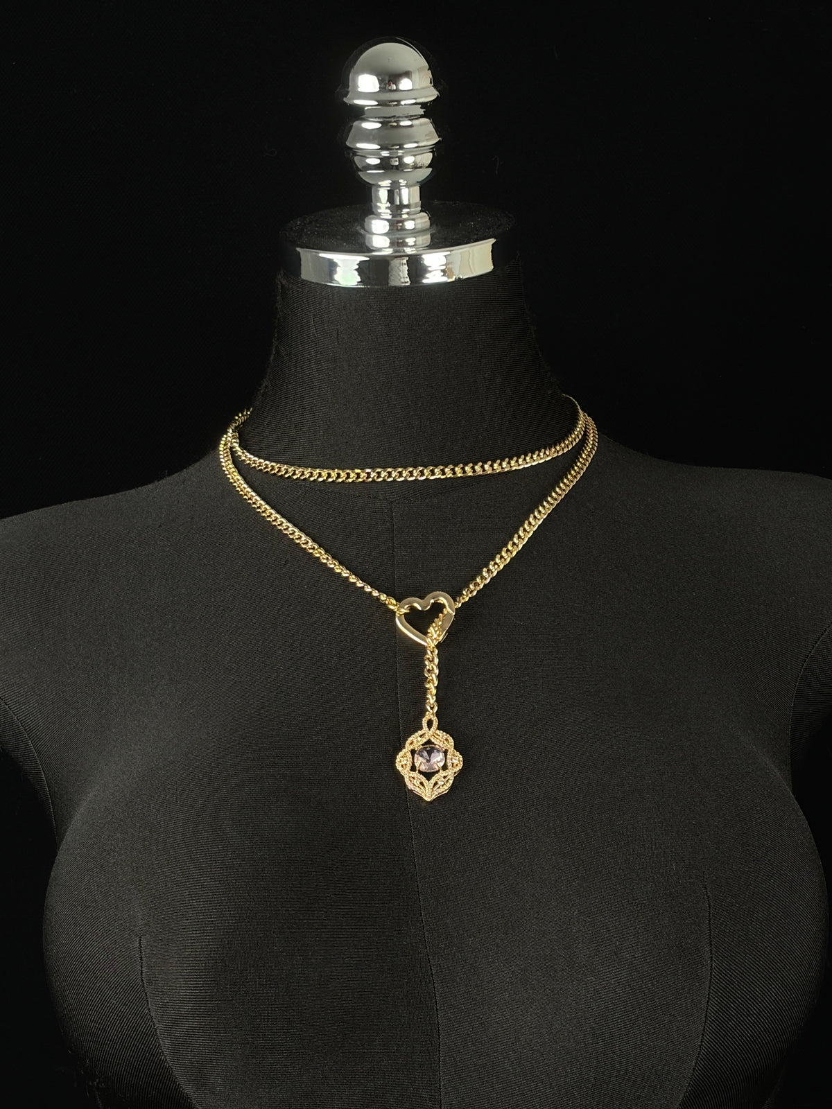 EVERGLIMP-Hollow Rhinestone Pendant Necklace