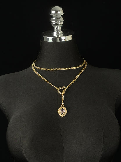 EVERGLIMP-Hollow Rhinestone Pendant Necklace