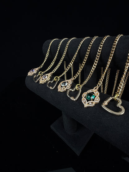 EVERGLIMP-Hollow Rhinestone Pendant Necklace