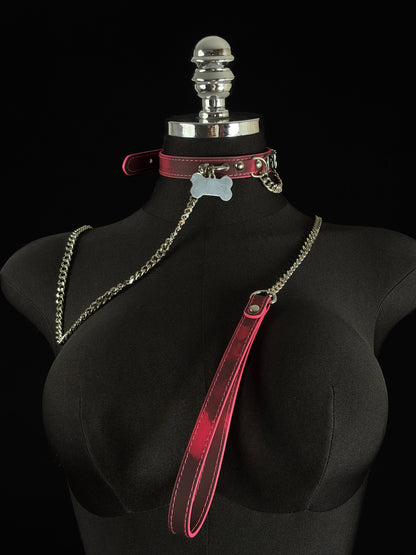 EVERGLIMP — Puppy Pendant Color-Changing Leather Choker Set - "PUPPY" -Black to Red