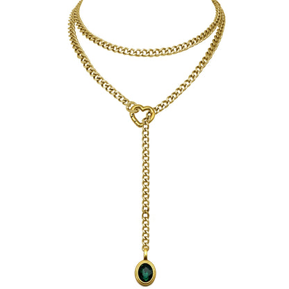 EVERGLIMP — Crystal Steel 18K Gold-Plated Necklace