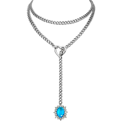 EVERGLIMP — Rhinestone Pendant Chain Necklace