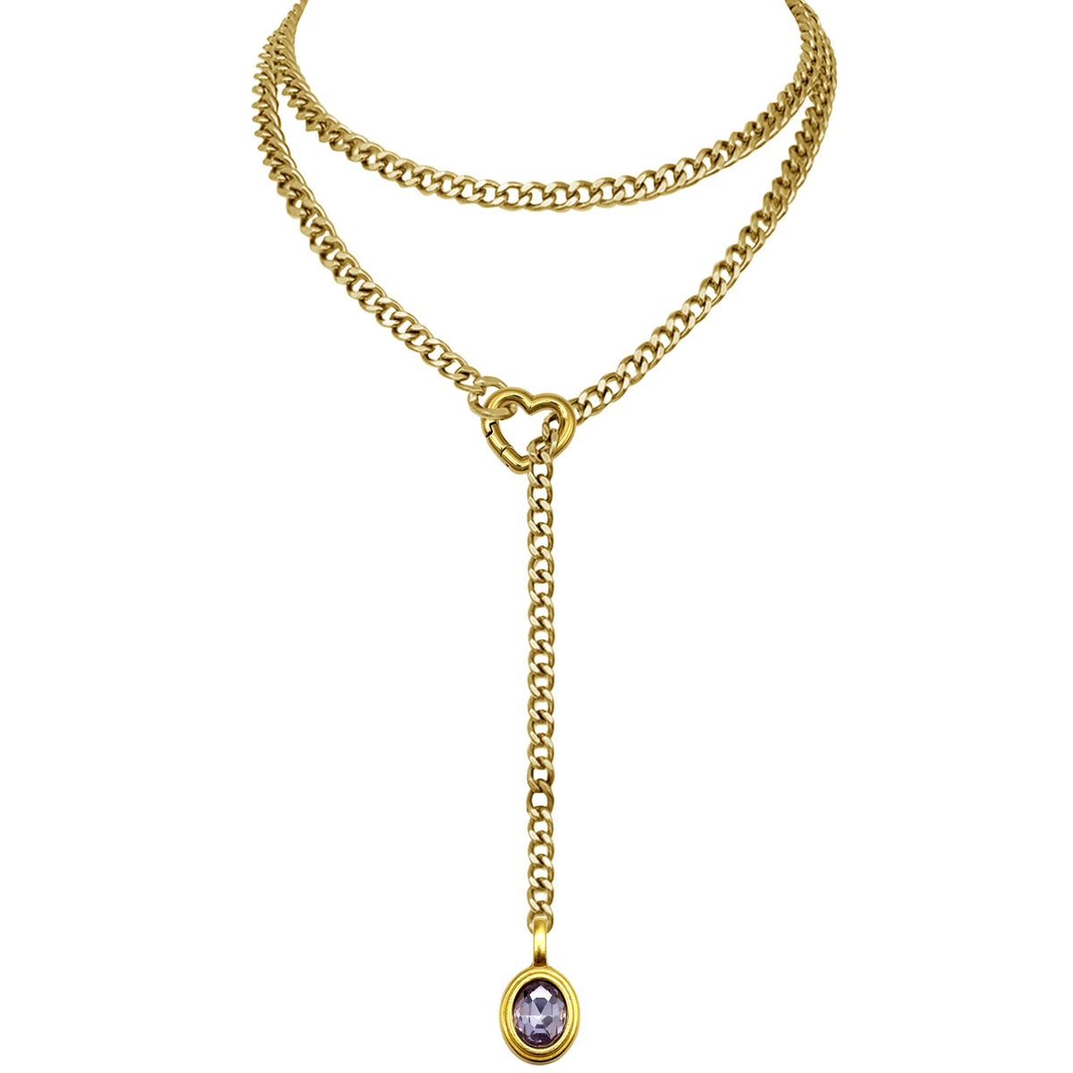 EVERGLIMP — Crystal Steel 18K Gold-Plated Necklace