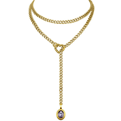 EVERGLIMP — Crystal Steel 18K Gold-Plated Necklace