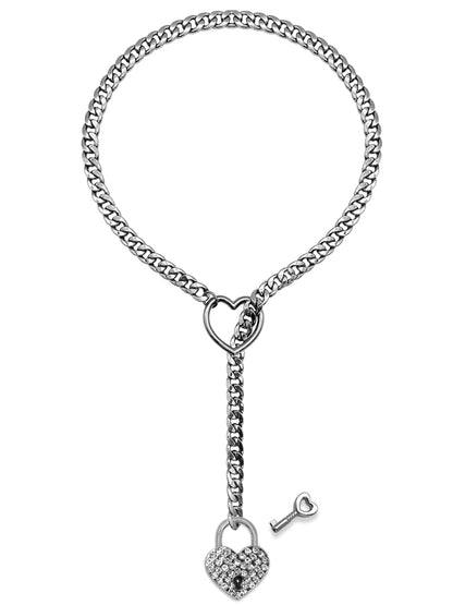 Slip Chian Necklace Heart-shape Lock