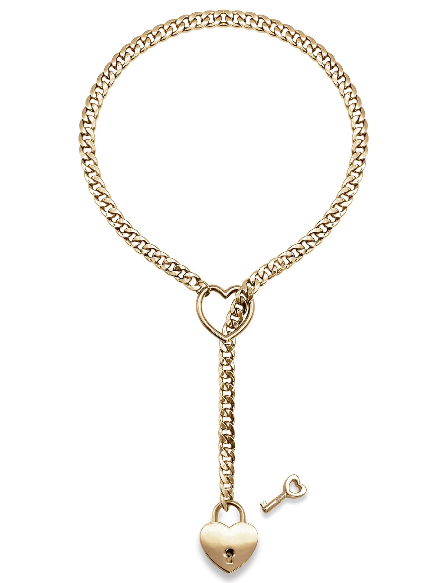 Womens Slip Chain Necklace  Heart Locker With Key