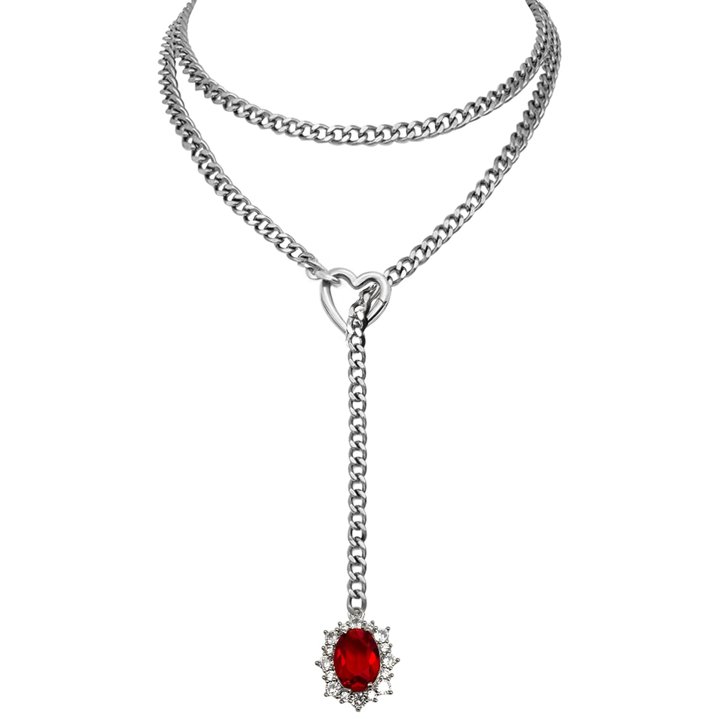 EVERGLIMP — Rhinestone Pendant Chain Necklace