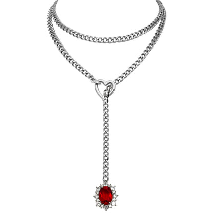 EVERGLIMP — Rhinestone Pendant Chain Necklace