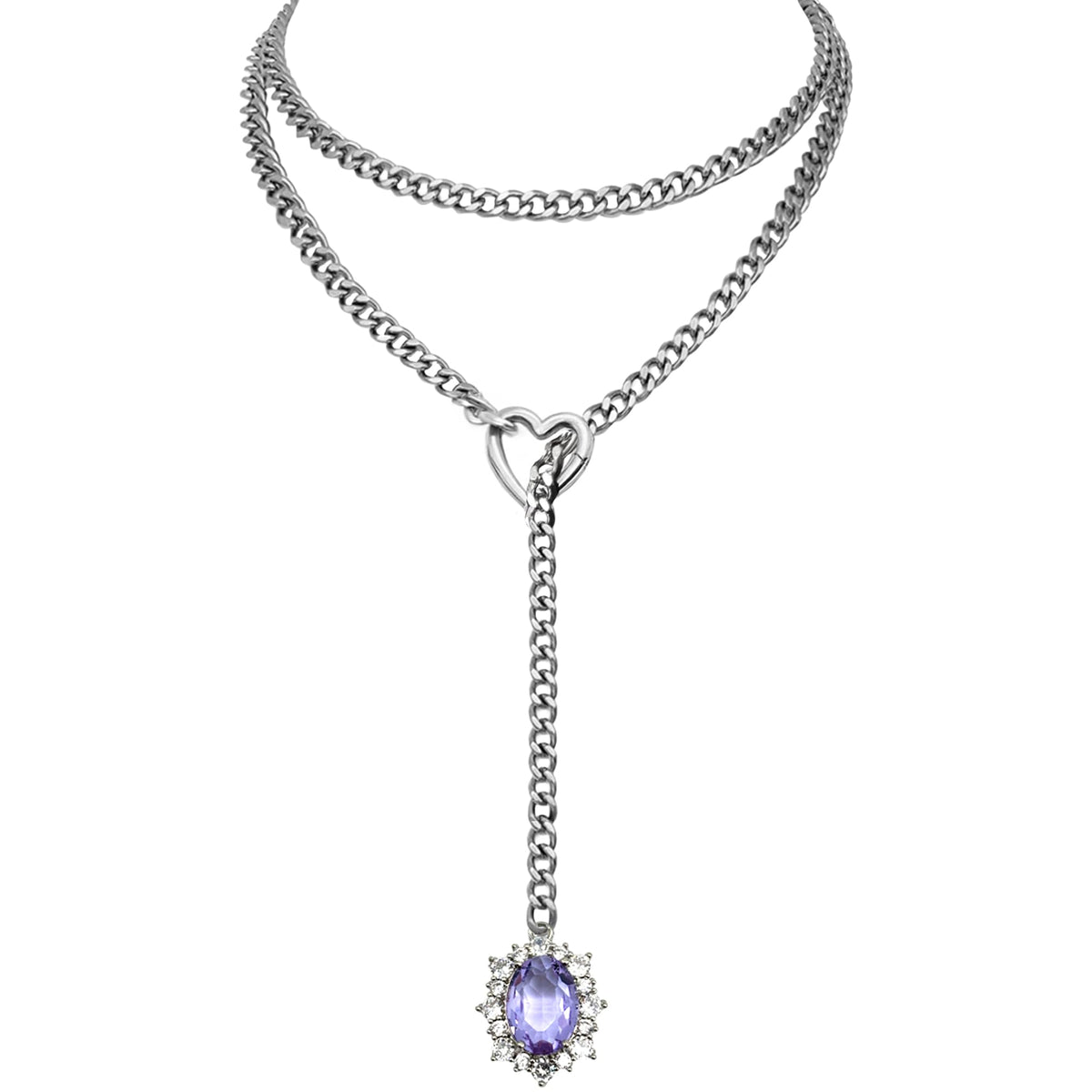 EVERGLIMP — Rhinestone Pendant Chain Necklace