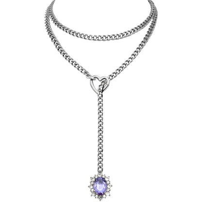 EVERGLIMP — Rhinestone Pendant Chain Necklace