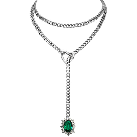 EVERGLIMP — Rhinestone Pendant Chain Necklace