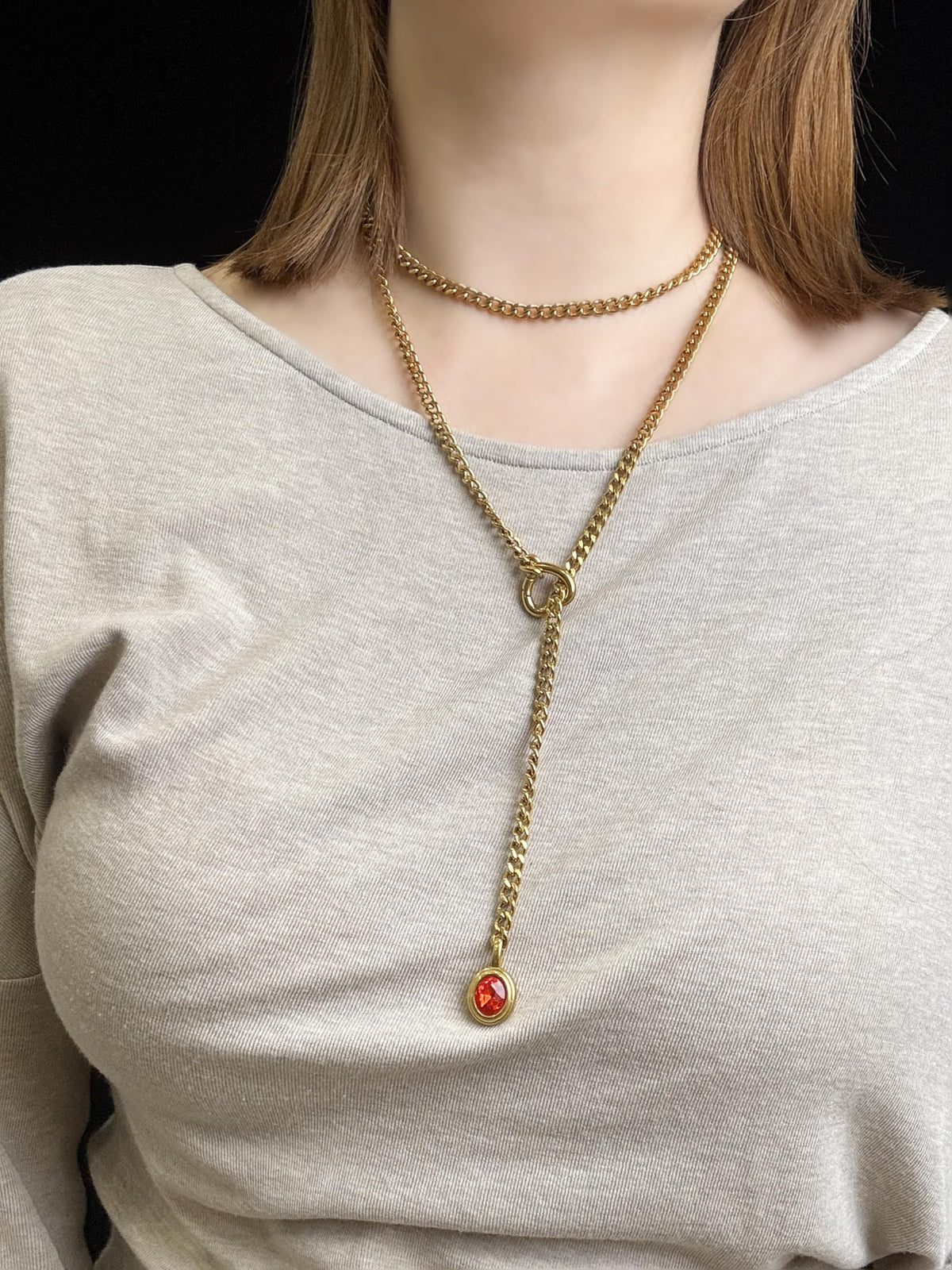 EVERGLIMP — Crystal Steel 18K Gold-Plated Necklace