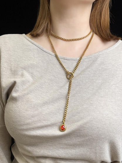 EVERGLIMP — Crystal Steel 18K Gold-Plated Necklace