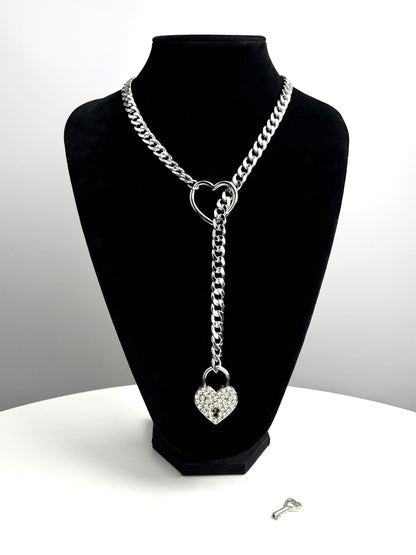 Slip Chian Necklace Heart-shape Lock