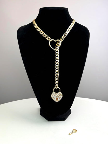 Slip Chian Necklace Heart-shape Lock