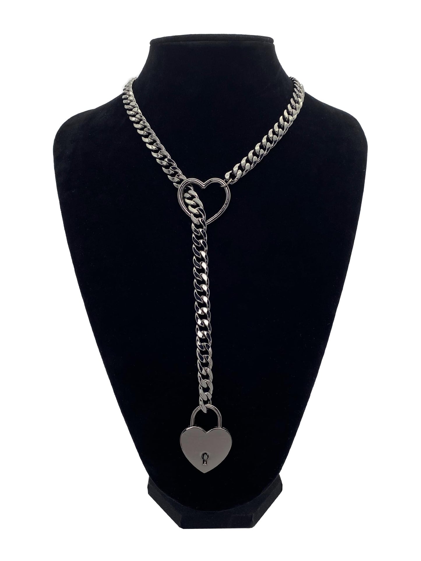 Womens Slip Chain Necklace  Heart Locker With Key